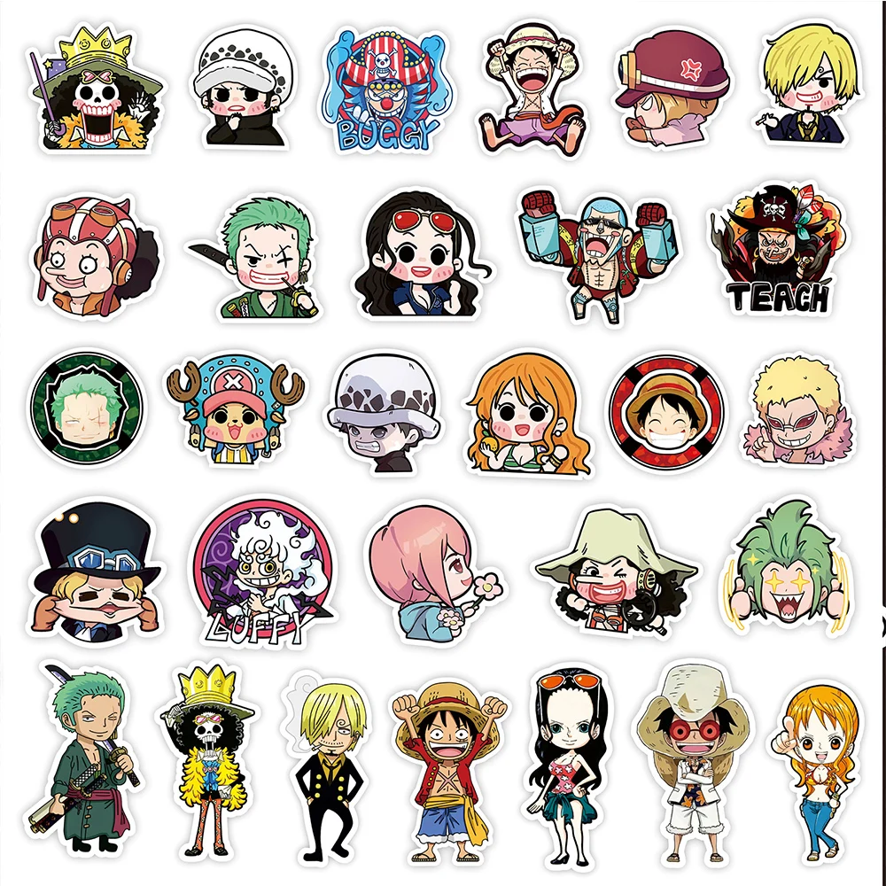 10/20/40/80pcs Cool Anime One Piece Cartoon Graffiti Stickers Skateboard Laptop Phone Bike Car Waterproof Sticker for Kids Toys