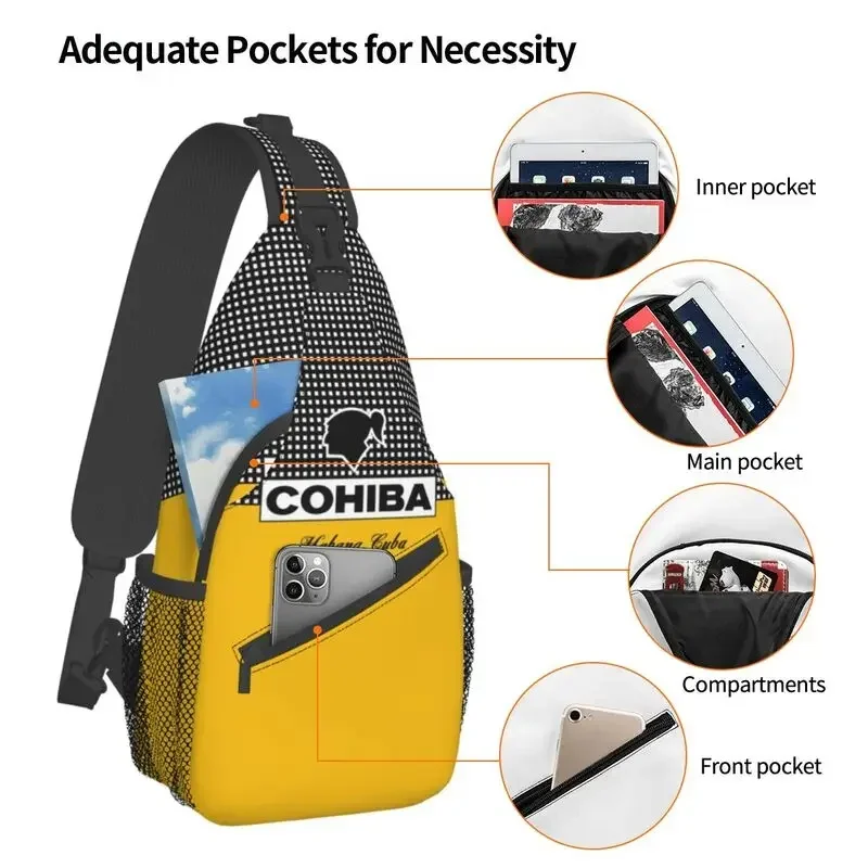 Cuban Cohiba Sling Chest Crossbody Bag Men Casual Shoulder Backpack for Traveling