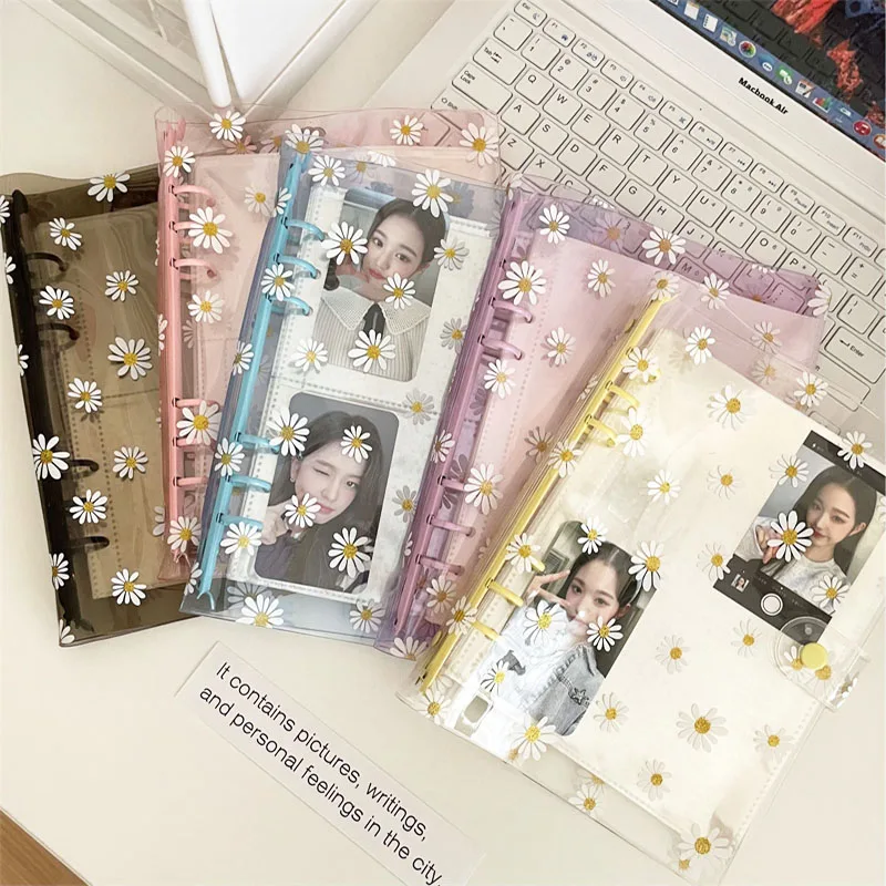 A5 Daisy Photocard Binder 6Holes Clear PVC Photocard Holder Portable  Album Kpop Idol Cards Collect Book Aesthetic Stationery