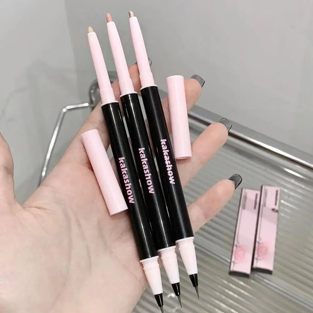 Double Headed Silkworm Pen Contour Eye Shadow Waterproof Pearl White Brighten Silkworm Eye Makeup Cosmetics