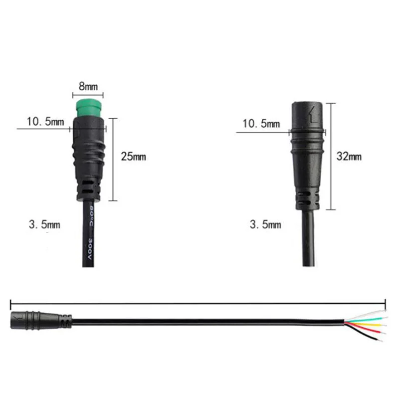 Cable de extensión M/F macho a hembra para bicicleta eléctrica, Sensor de velocidad de 1M, M8, 2, 3, 4, 5, 6 pines, resistente al agua, Cable de cobre W28