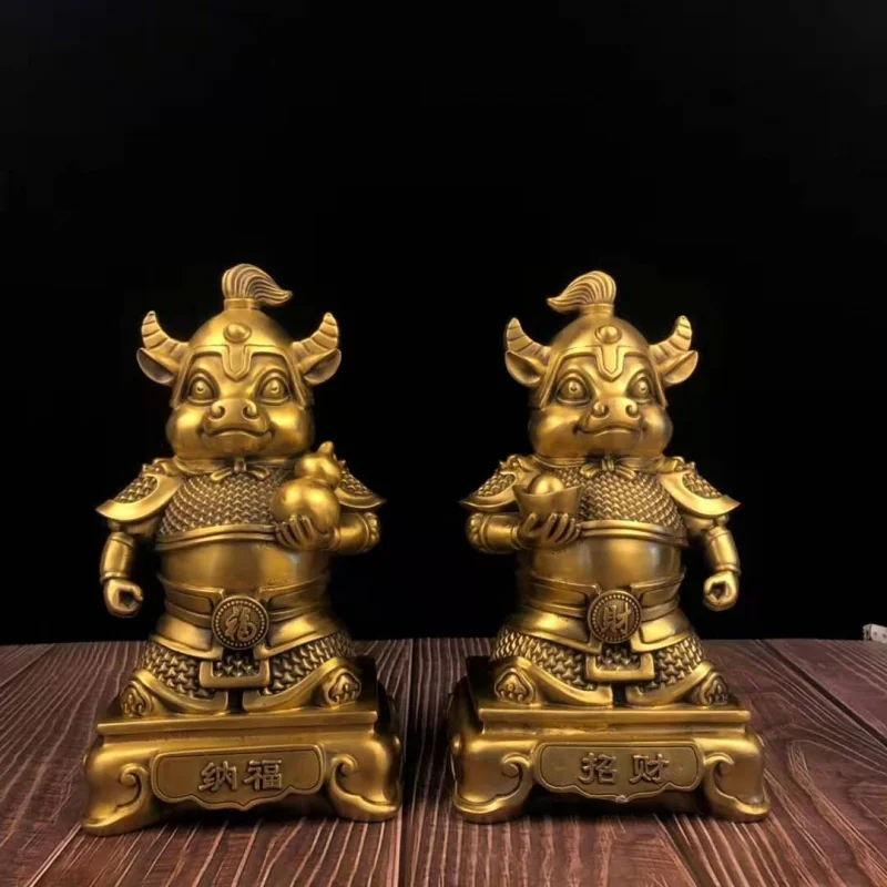 Guyunzhai Brass Zodiac Crafts Copper Year Great Fortune Decoration Cattle Door God Home Furnishings