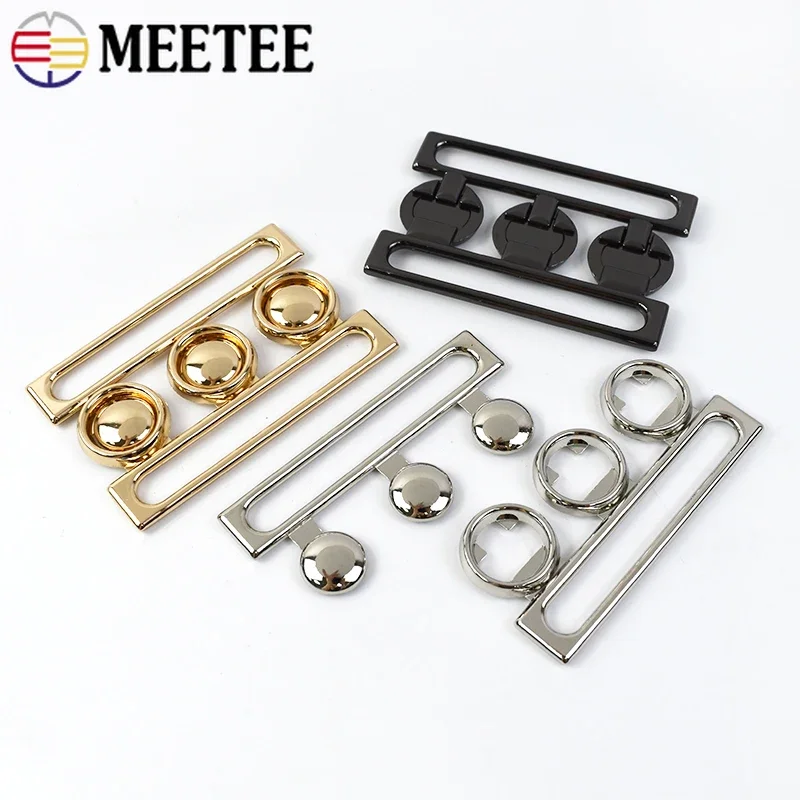 1/2/3/4/5Pcs Meetee 60mm Metal Women Belt Buttons Coat Down Jacket Band Buckle Dress Waistband Decor Clasp Sewing Accessories