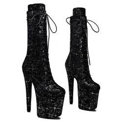 Leecabe Shinny silver with black star upper 20CM/8Inch party High Heels Shoes stripper heel Pole Dance boots