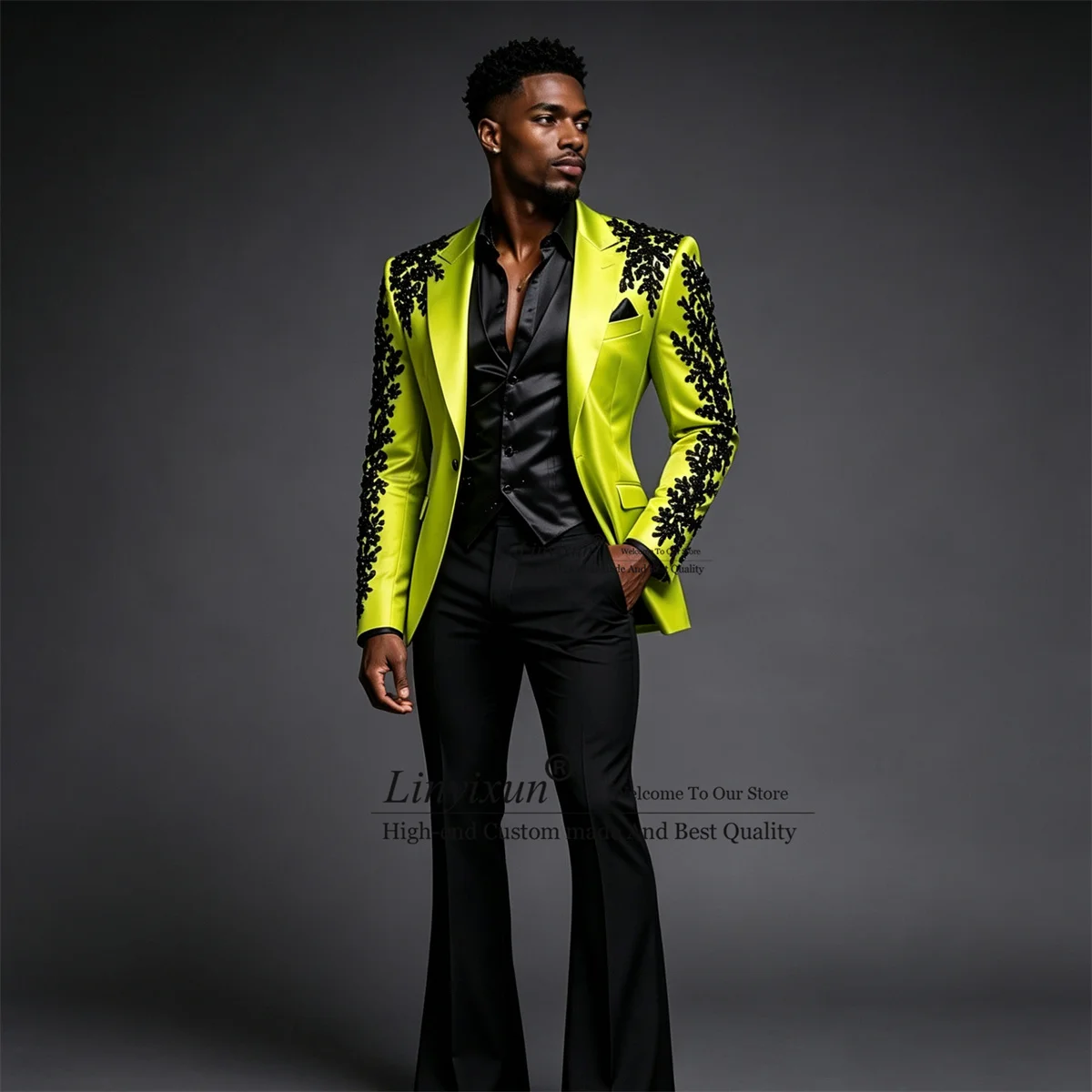 Glitter Crystals Diamond Men Suits Customized Peaked Lapel Groom Male Blazers 2 Pieces Sets Wedding Party Tuxedos Costume Homme