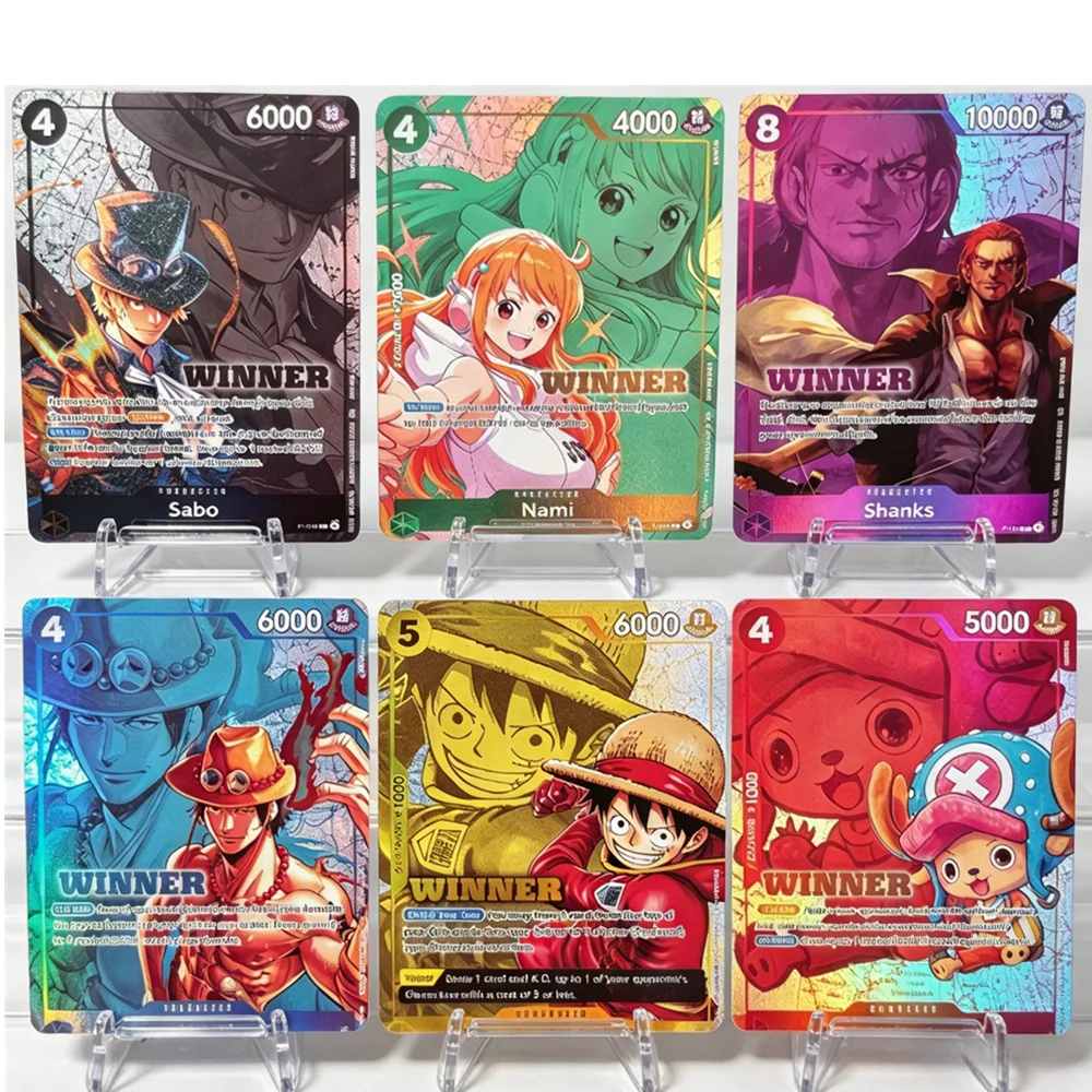 Paquete de Tarjetas de Juego Proxy ONE PIECE para Ganadores 2026 Vol. 2 Tarjetas Promocionales de Anime en Inglés P-106 de Luffy, Nami, Ace, Shanks y Sabo