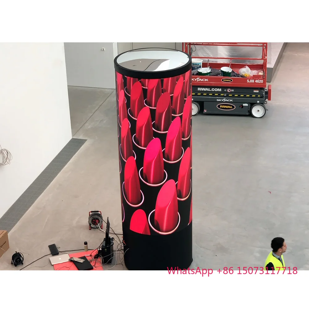 P1.8 P2.5 2.5mm 풀 컬러 실내 원형 기둥 LED 디스플레이 월 360도 곡선형 LED 스크린 패널