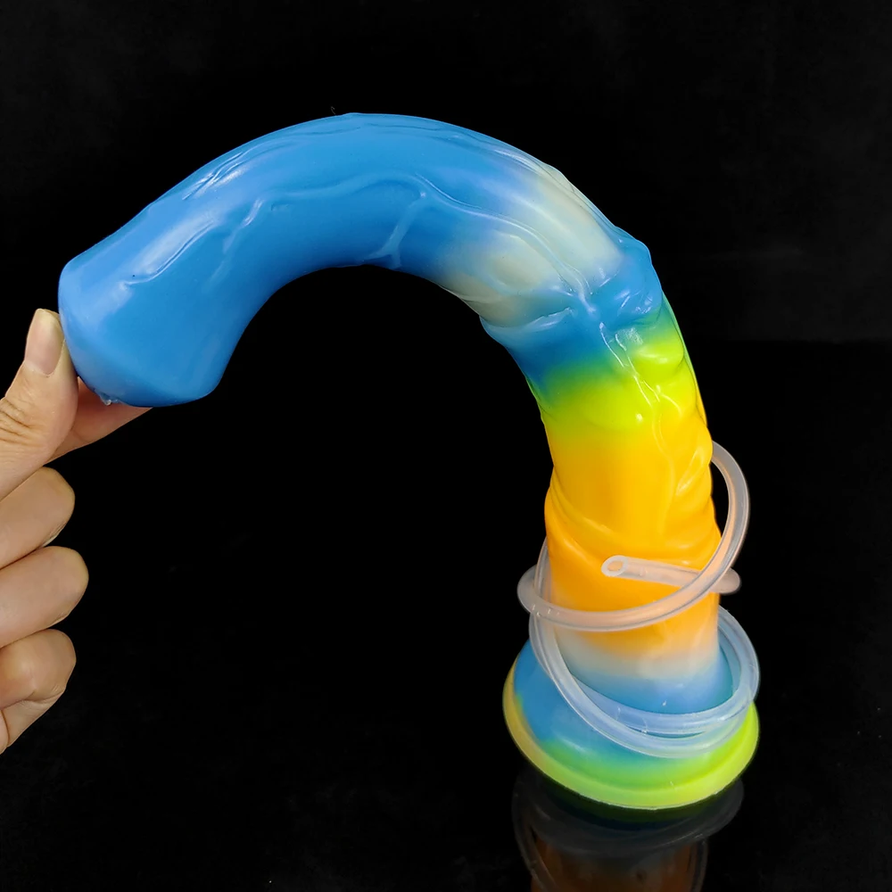 FAAK Remote Control Vibrator Squirting Horse Dildo With Sucker Luminous Ejaculation Penis Glow in Dark Sex Toys For Women
