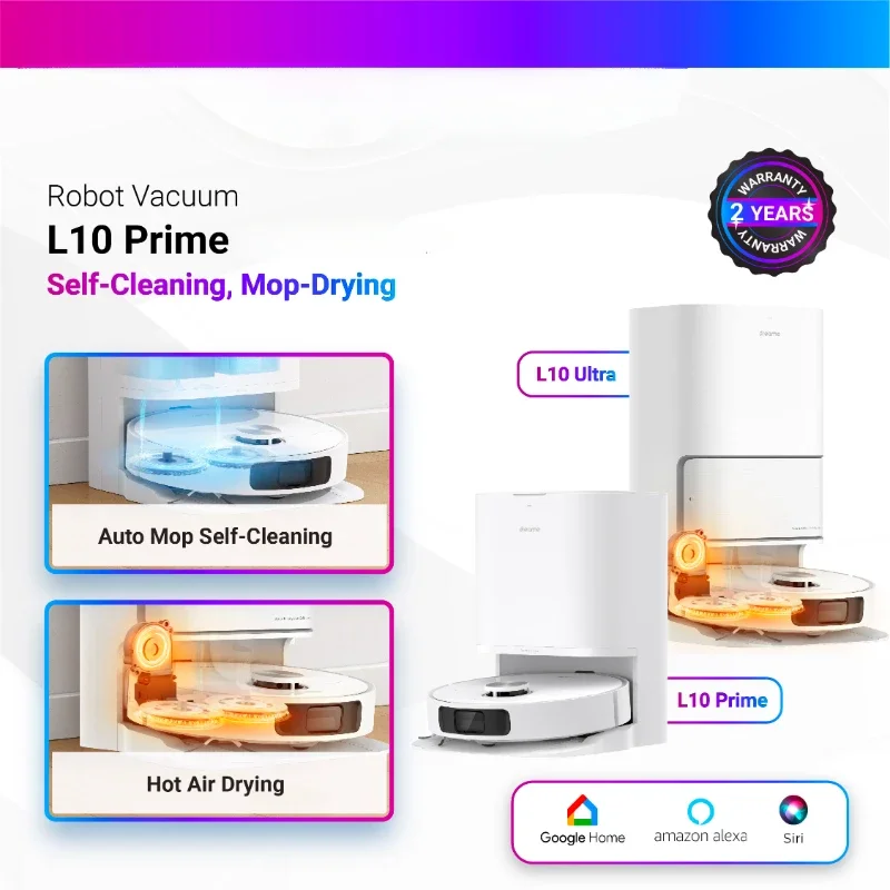 

Global Version Dreame L10 Prime Robot Vacuum Auto Mop Cleaning, Drying Mop Lifting 7mm 2Years Warranty 110V-220V Support Alexa