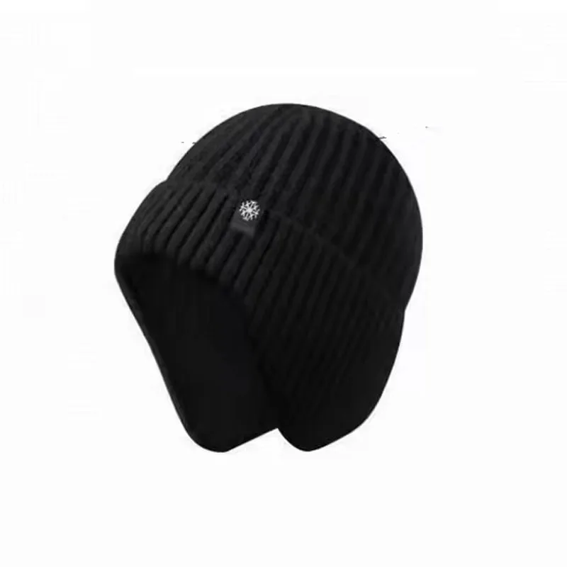 AliExpress NONE Men Winter Knitted Hat Plush Warmth Peaked Cap Outdoor Earmuff Casual Fashion Faux Fur Lined Bomber Hats Cycling Ear Protection