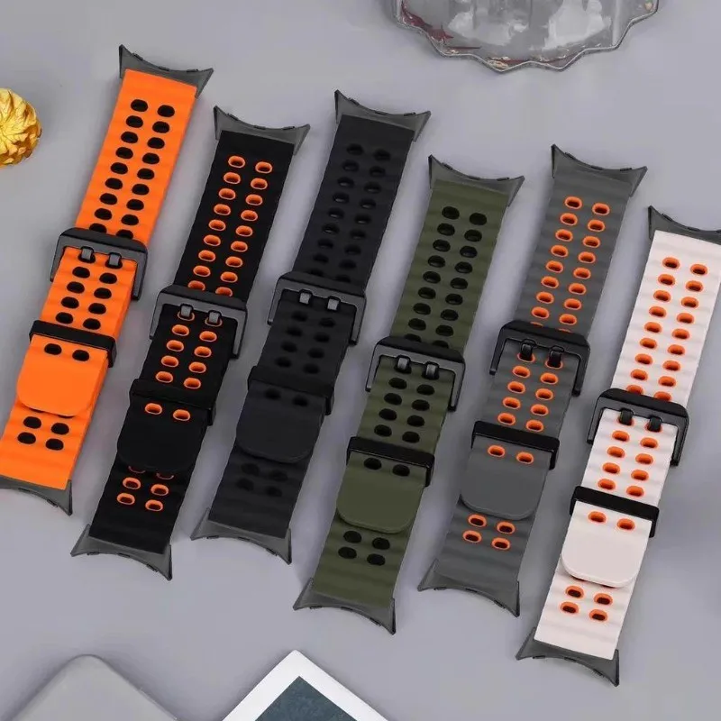 البحرية المحيط الفرقة لساعة جوجل بيكسل 4/3 45 مللي متر نغمتين ديليكون حزام لساعة بكسل 3/4 45 مللي متر تنفس الرياضة سوار #4