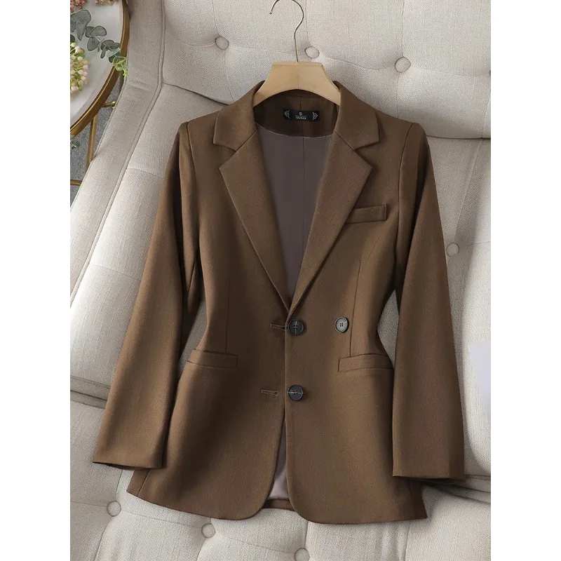 Elegante Frauen Anzug Blazer Büro Damen Frühling Outwear Baumwolle rosa schwarz beige Kaffee weibliche einreihige feste Jacke Mantel