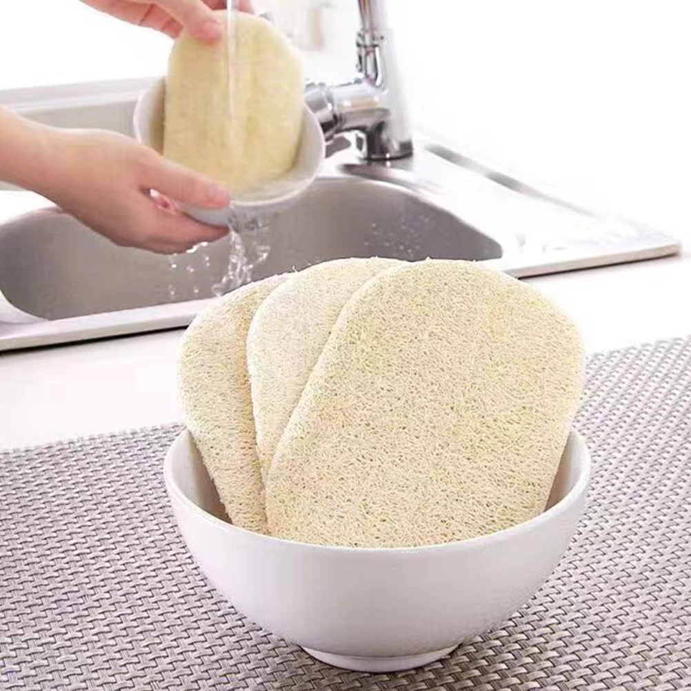 

10 Pcs Loofah Dishwashing Sponge Natural Cleaning Pad 12X8cm White Kitchen Supplies Bathing Tool Home Daily Use