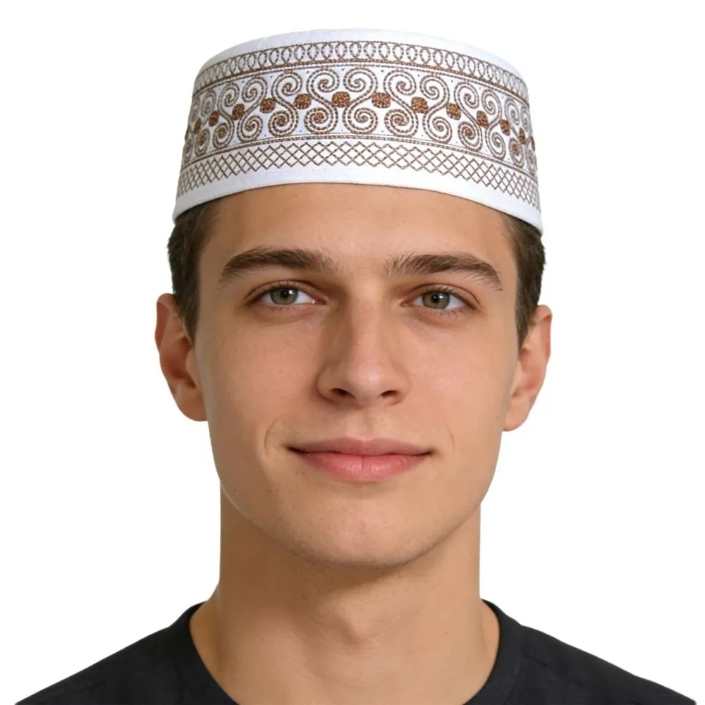 

Arabian Headwear Traditional Muslim Hat Ethnic Style Breathable Islam Flat Cap Round Comfortable Worshipping Hat Leisure Wear