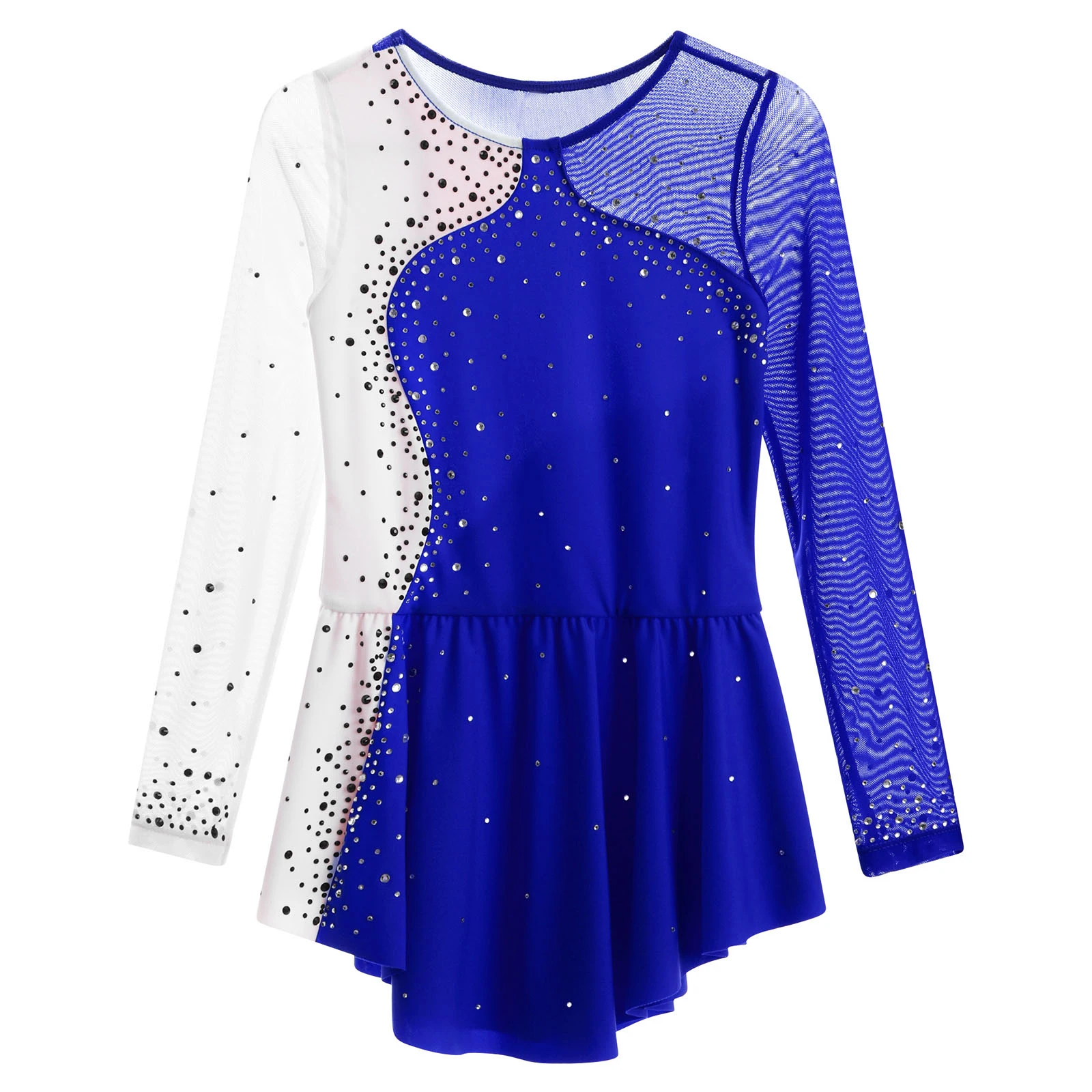 Vestido de baile de Ballet para niña, vestido de leotardo de manga larga con diamantes de imitación brillantes para niños, gimnasia, patinaje artístico, Ropa de baile para graduación