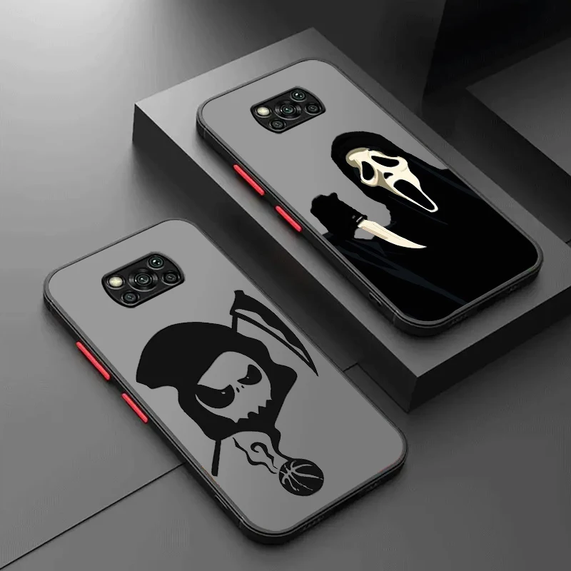 

Ghost G-Grim R-Reaper Cartoon Frosted Translucent For Xiaomi Mi Poco X5 X4 X3 M6 M5S M5 M4 M3 F5 F4 F3 F6 Pro 5G Back