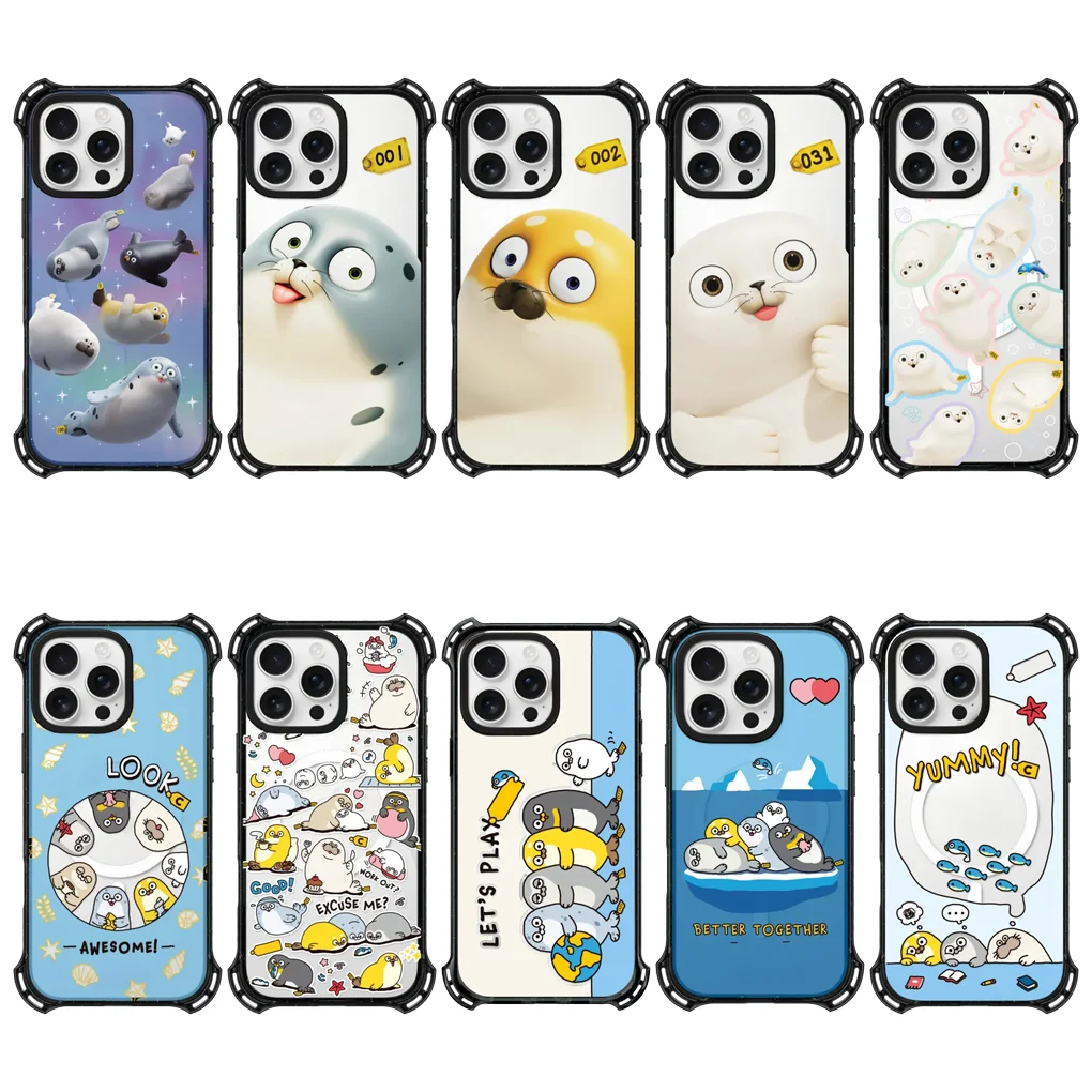 

Cartoon Seals 4 Corner IPhone 14 15 16 Pro Max Case - Protective IPhone Case