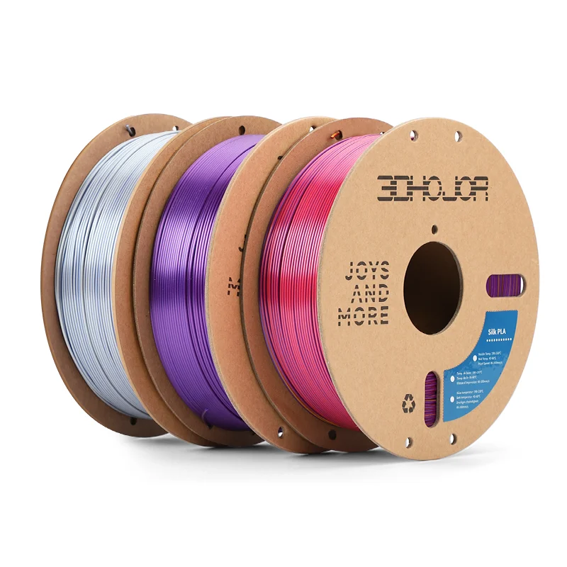 3DHOJOR Magic Silk PLA 3D Filament 1.75MM 1KG Dual Color Tricolor Silk PLA 3D Printer Filament For Bambu Lab MultiColor Filament