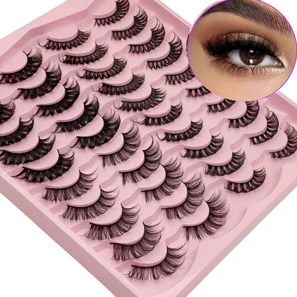 20 pairs Dramatic Volume 3D Faux False Eyelashes for Natural Looking Eyelash Extensions and Makeup