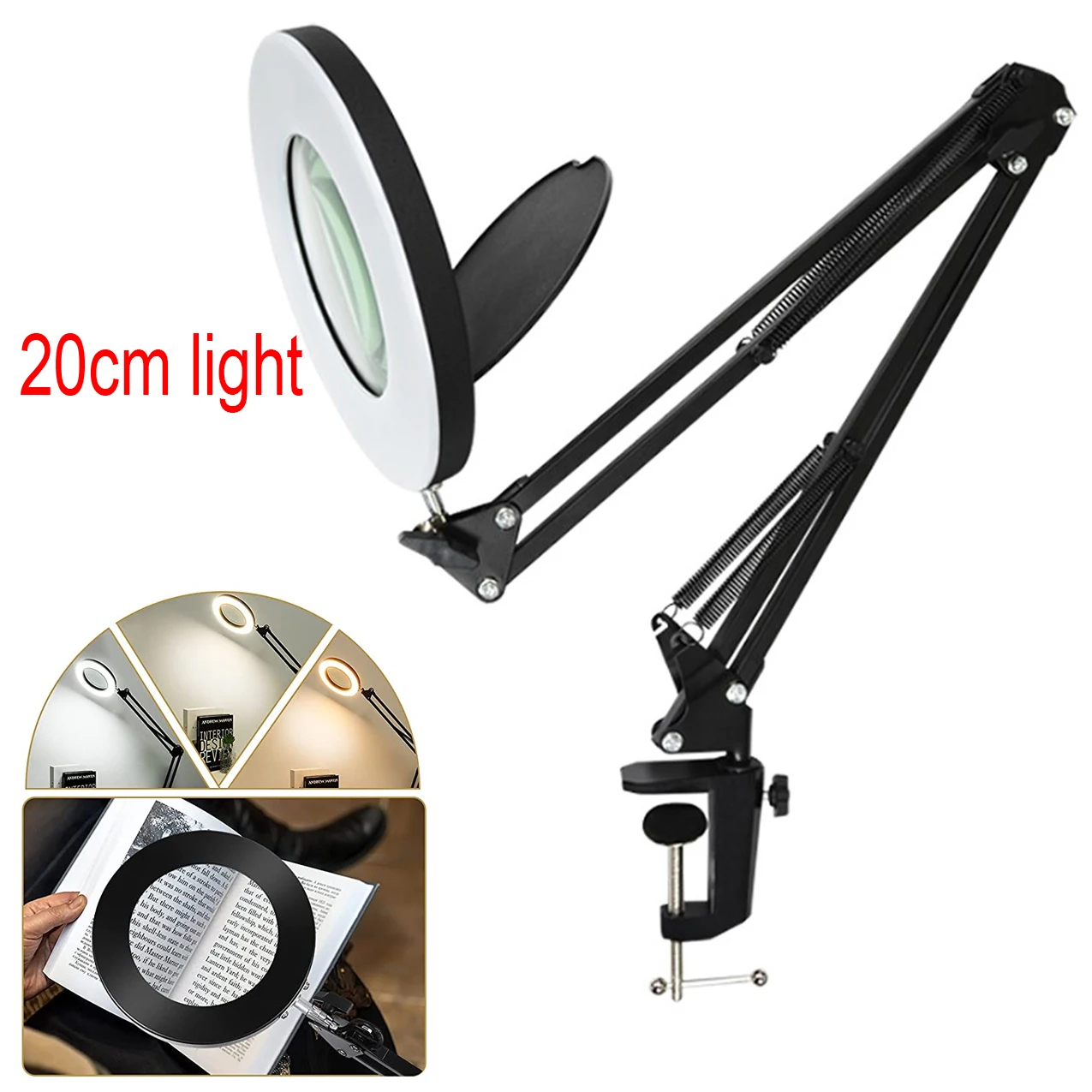 200MM 8X magnifying glass with led light stand backlit magnifier Reading Glasses magnifier for phone electronic magnifier