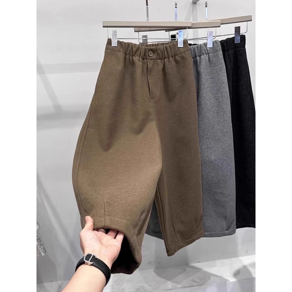 

Autumn Winter Thiened Large Size Men's Khaki Pants Korean Sle Loose Wide Leg Pants Slimming Effect Casual Trousers