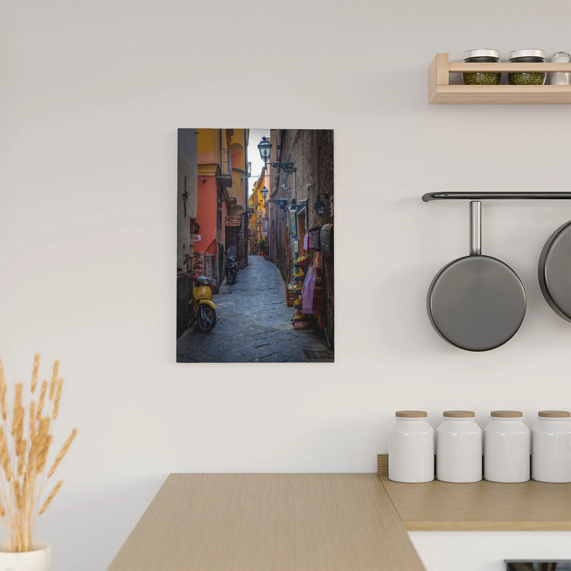 Nápoles cidade velha itália arte de parede em tela, impressão histórica de rua mediterrânea, decoração de parede de paisagem urbana, arte de ponto de referência europeu