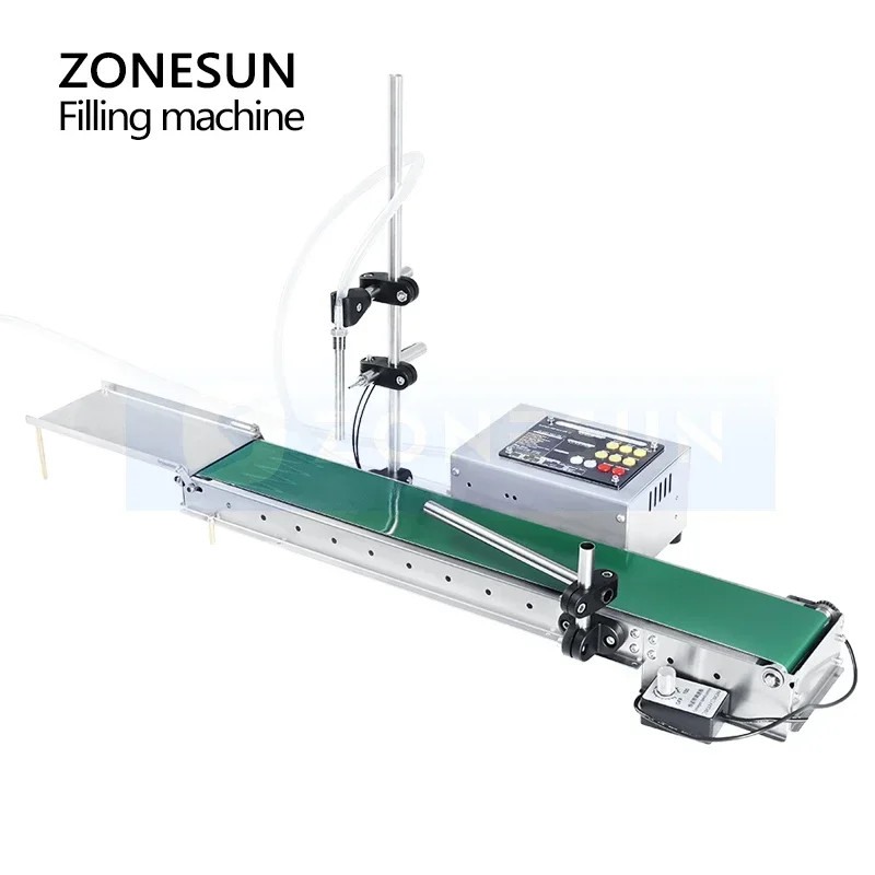 Imagem -06 - Máquina de Enchimento Automática Única Cabeça Zonesun Enchimento Líquido Resistência Térmica com Correia Transportadora Zs-dpyt1500