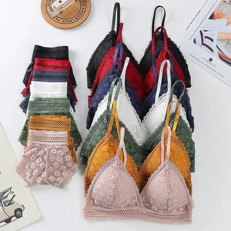 أطقم حمالات صدر دانتيل للنساء ملابس داخلية بدون خياطة سترة بدون ظهر ملابس داخلية مثيرة مبطنة براليت حمالة صدر رفيعة للغاية ومجموعات موجزة ملابس حميمية للسيدات #3