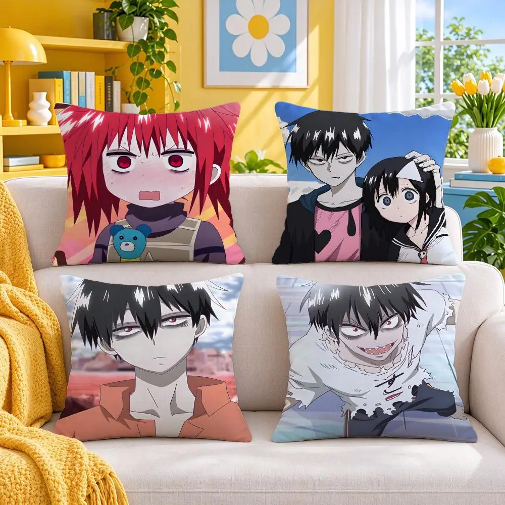 manga Blood Lad Cushion Cover Throw Pillow Short Plush Fresh Bright Cushion for Bedroom Sofa Ornament Present Gift