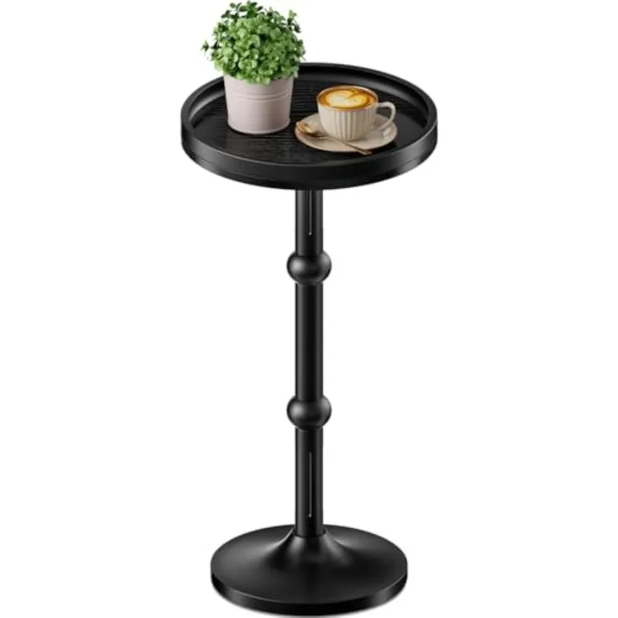 

Small Round Side Table Coffee Drink Table for Small Spaces Modern Night Stand with Metal Leg Weighted Iron Base Pedestal Round