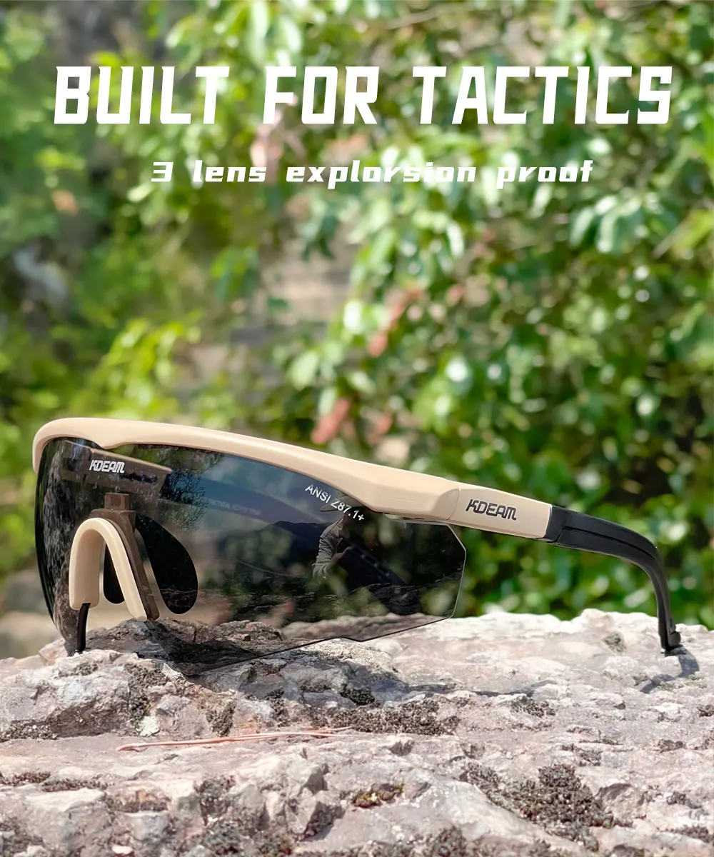 KDEAM Taktische Schutzbrille 3-Linsen-Set, winddicht, CS-Schießen, kugelsichere Militär-Sonnenbrille, Motorrad-Nachtfahrbrille – Detail 1