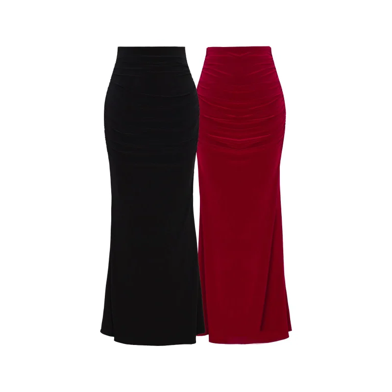 

Юбка-рыбка с высокой талией и плиссировкой, эластичная, облегающая, модная, универсальная, сексуальная, для офиса, лето 2025