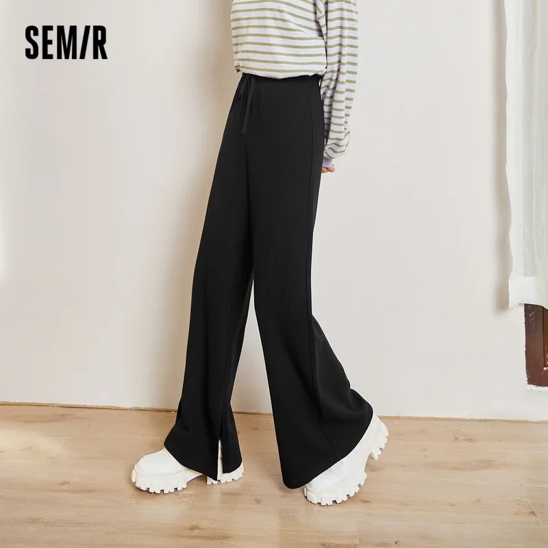 

SEMIR Casual Pants Women High Waist Slim 2021 Autumn New Wide-Leg Mopping Trousers All-Match Solid Color Trousers