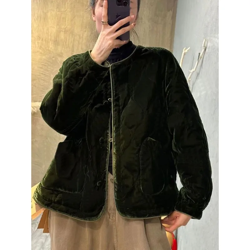 Women's Clothing New Arrivals Retro Casual Cotton Jacket Outerwear Loose Fit Short Length Thickened Warm Cotton Jacket Top