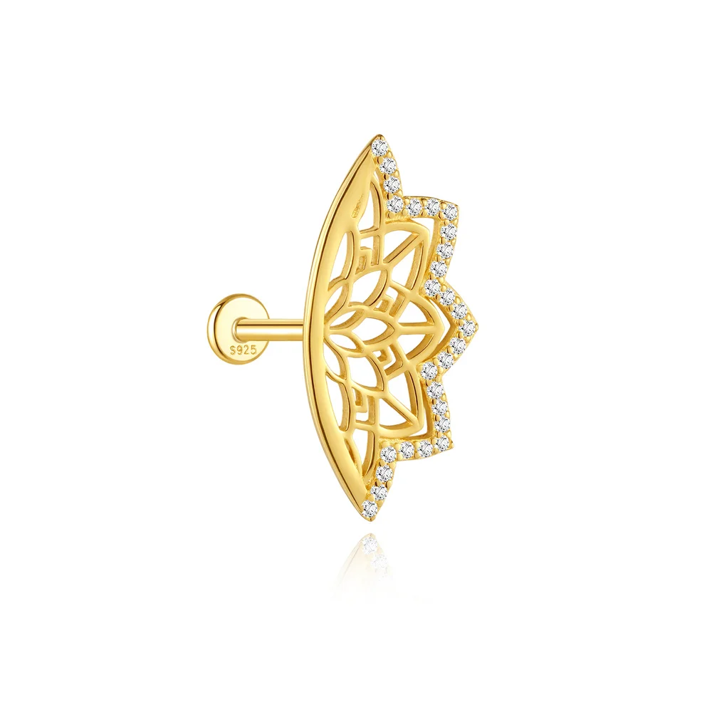 AIDE 925 Sterling Silber 1 Stück Glänzender Geometrischer Segelboot-Helix-Piercing-Ohrring für Damen Punk-Schmuck Persönlichkeits-Mode