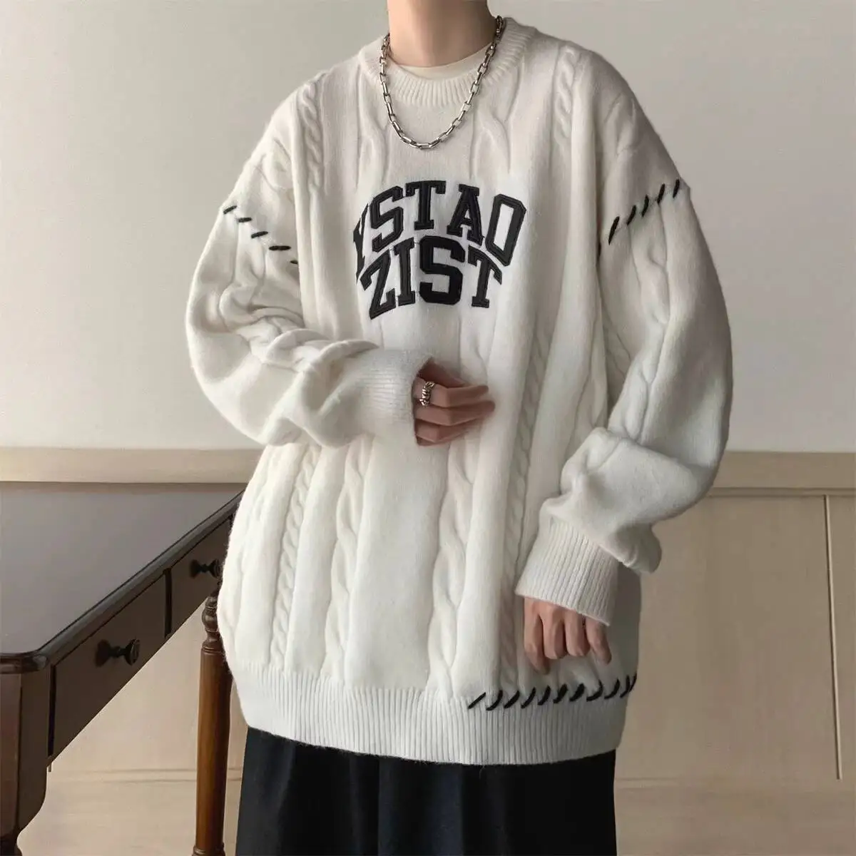 Men's Sweater 2025 Autumn Winter Thickened Knitting Sweater Outerwear Retro Japanese Lazy Vibe Trendy Sweater