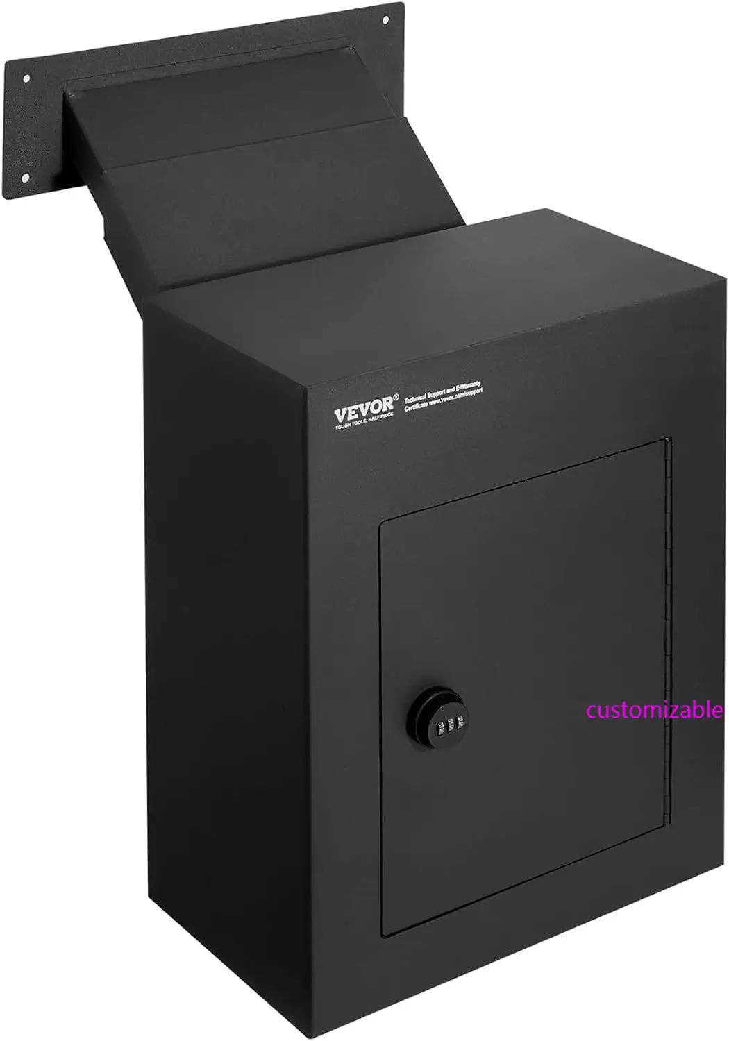 

Through The Wall Drop Box, Heavy Duty Steel Through The Wall Mailbox with 2.8-7.9" 13" Combination Lock, 13x7x17 Mail Drop Box