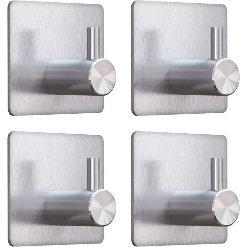 Crochets muraux auto-adhésifs en acier inoxydable 304, 4 pièces, pour la maison, manteau, Robe, accessoires d'organisation de salle de bains