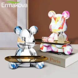 ERMAKOVA 3D Graffiti Bear Figurine Home Decoration Animal Statue Keys Storage Shelf Modern Room Sculpture Table Decor  Statues