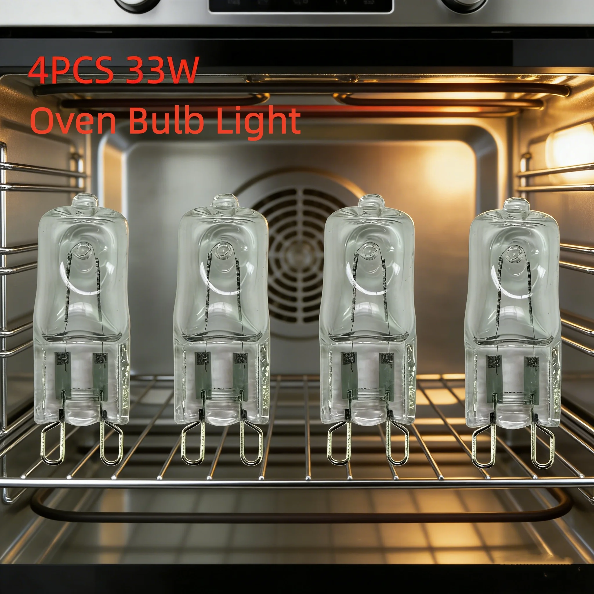 4PCS 230V 33W G9 Oven Light High Tempe Resistant Durable Bulb Lamp for Ovens Fans Etc.