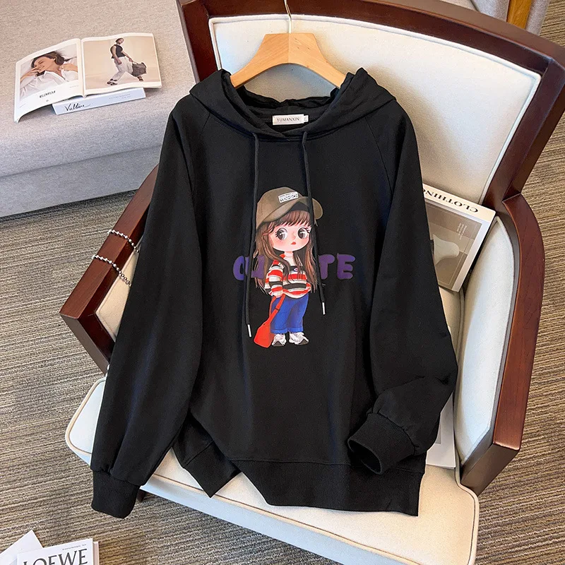 

100/175kg Extra Big Size Women Clothing Loose and Slimming Women Hooded Sweatshirt Bust 150/170cm Autumn Winter Pullovers 7XL