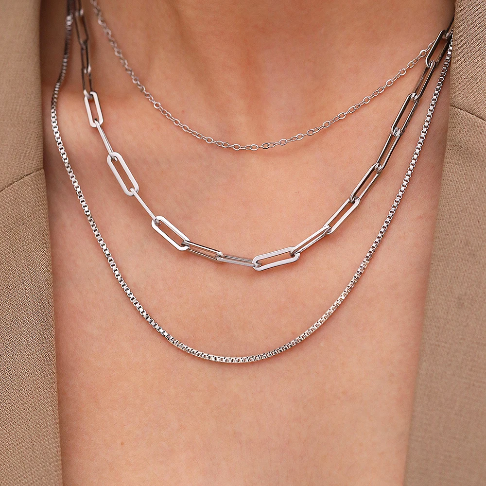 Stainless Steel Necklaces Classic Three-layer Hollow Chain Stylish Simplicity Necklace For Women Jewelry Non-fading High-quality