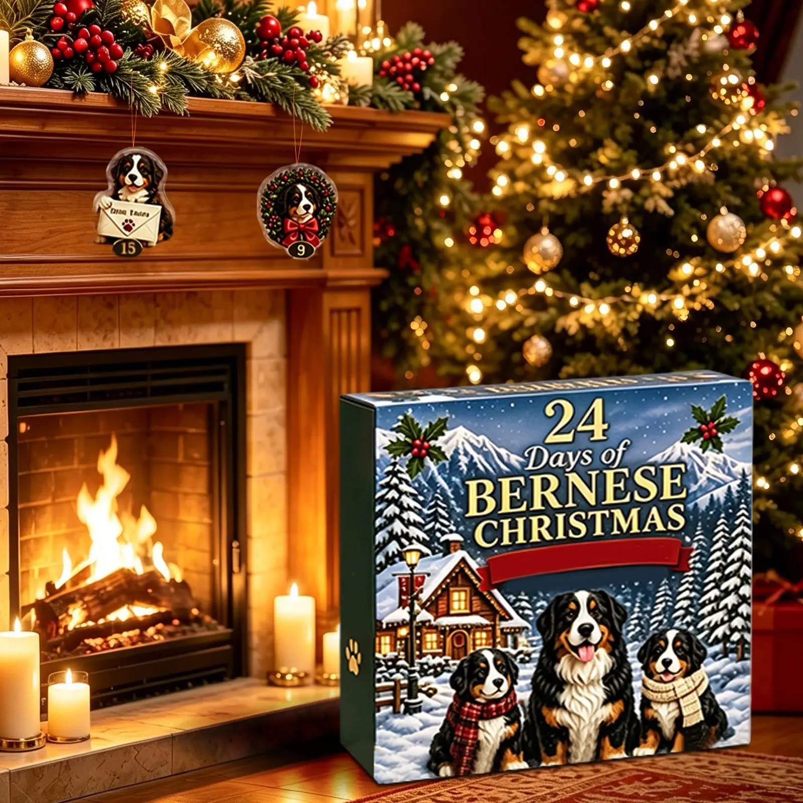 2026 Christmas Countdown Calendar Puppy Decor  2D Acrylic Bernese Mountain Dog Ornaments Party Favors Christmas Gifts For Kids - view 2