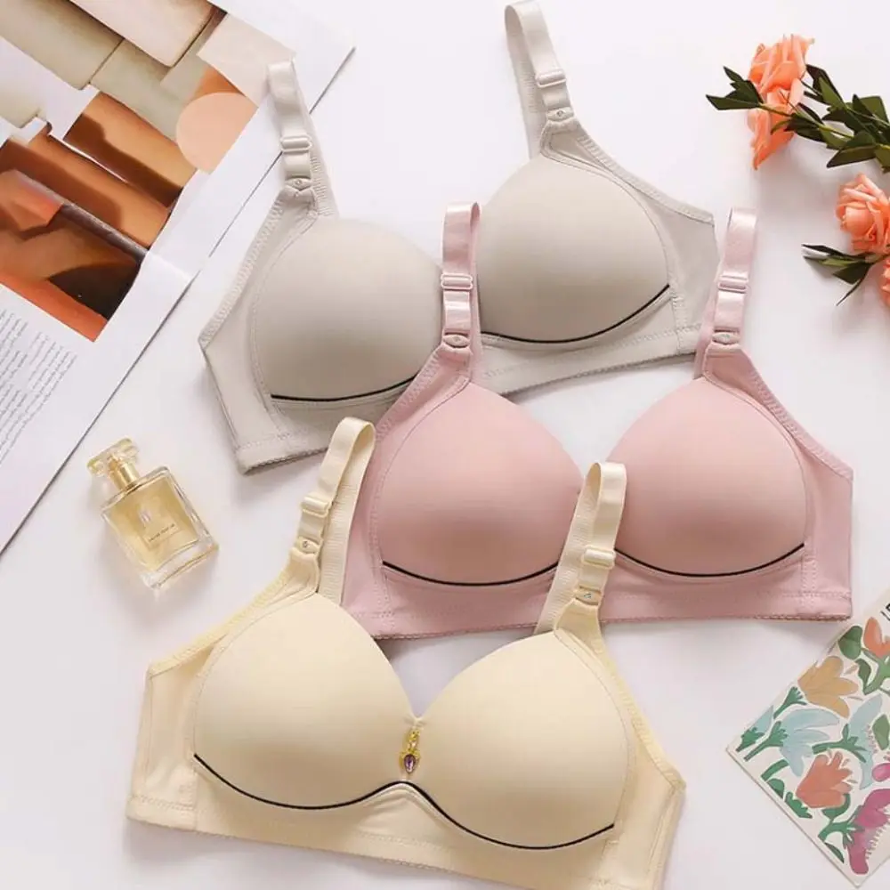 

Простой женский бюстгальтер с мягкими чашечками, бесшовный однотонный бюстгальтер без косточек с пряжкой, нижнее белье, бюстгальтер пуш-ап для женщин