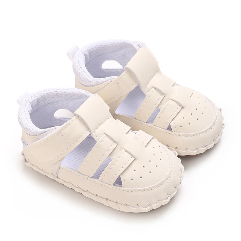 Sandales d'été en PU pour nouveau-né garçon, chaussures plates mignonnes à semelle en caoutchouc, antidérapantes, pour les premiers pas, 3 couleurs, nouvelle mode
