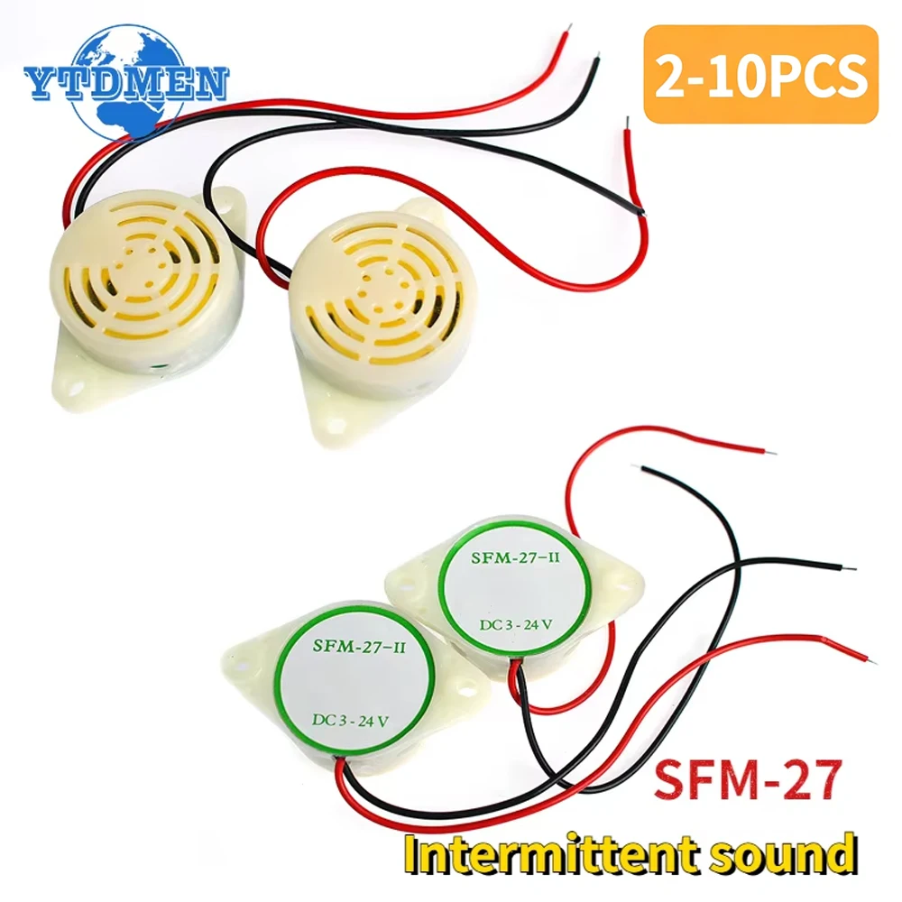 2-10pcs Intermittent Beep High-decibel DC 3-24V 12V Buzzer SFM-27 Active Buzzer Beep Alarm 95DB 3015, for Arduino
