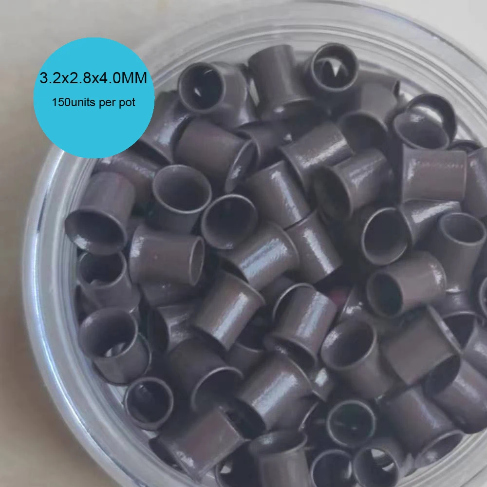 150 Units Micro Bead Links for Hair Extensions Mini Locks Ring Bead Easily Copper Tubes 3.2x2.8x4.0mm Hair Extension Accessories
