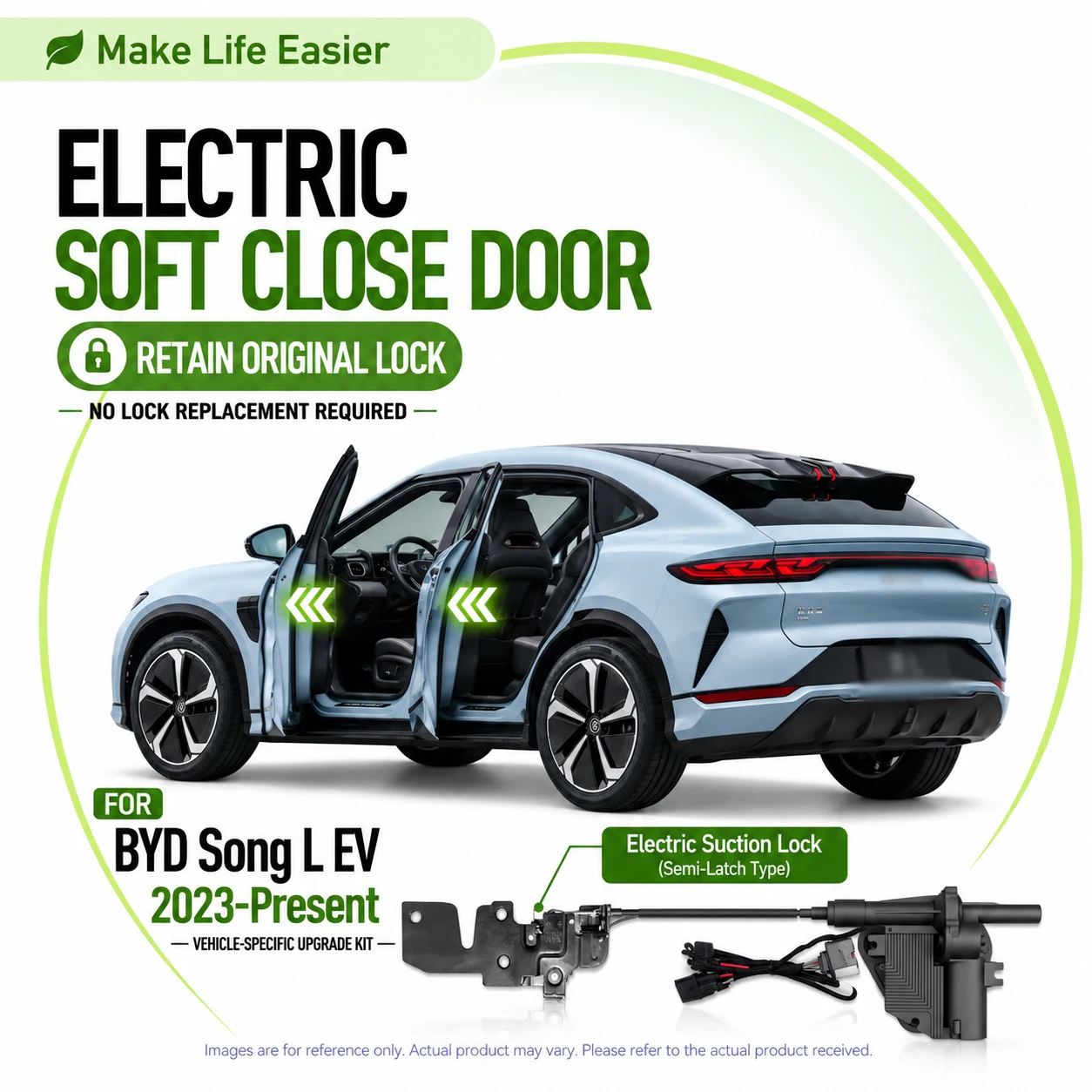 For BYD Song L EV 2023-present Car Electric Soft Close Door Lock Upgrade Kit Retain Original Lock Auto Suction Door Closer