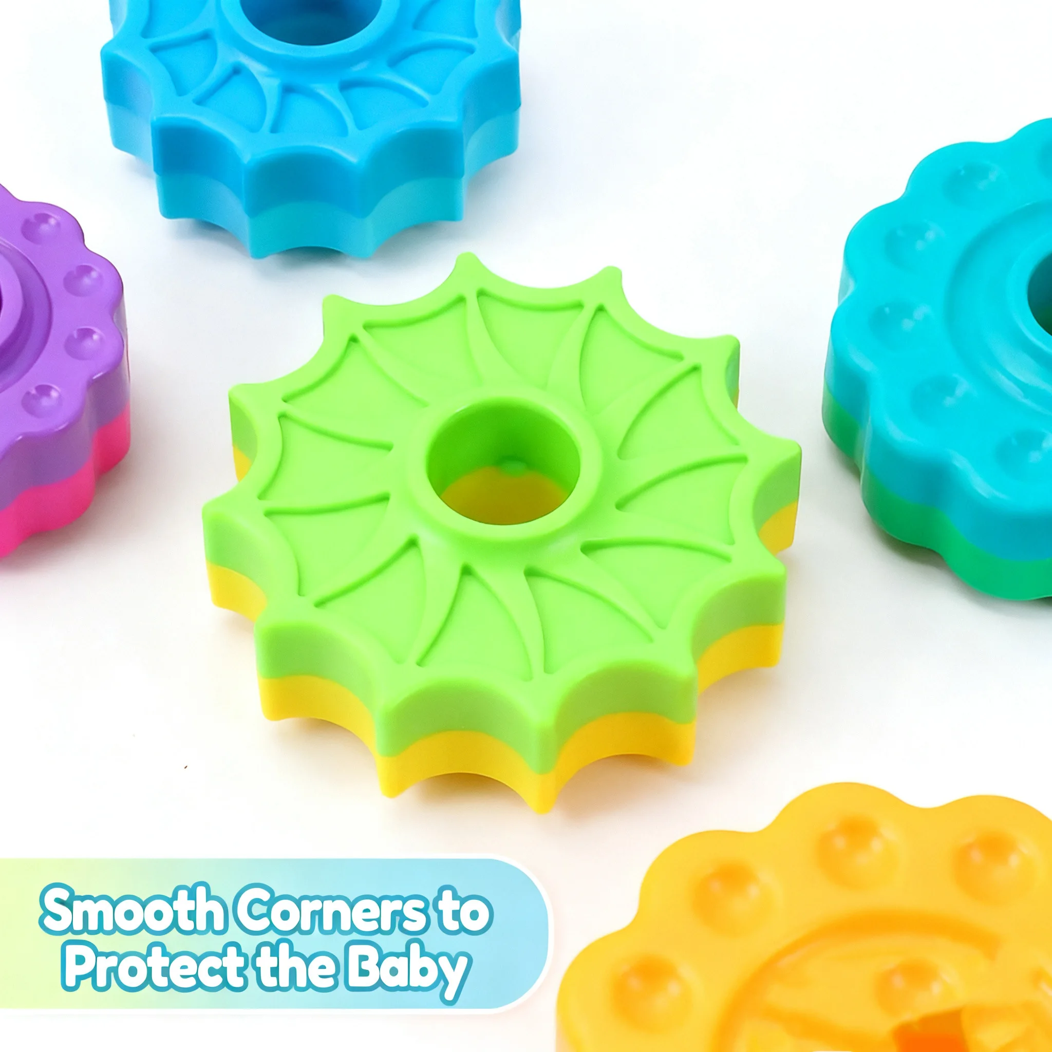 New 2025 Children's Montessori Sensory Toy Spinning Rainbow Gear Stacking Turret Tower Toddler Motor Skill Gift Educational Play