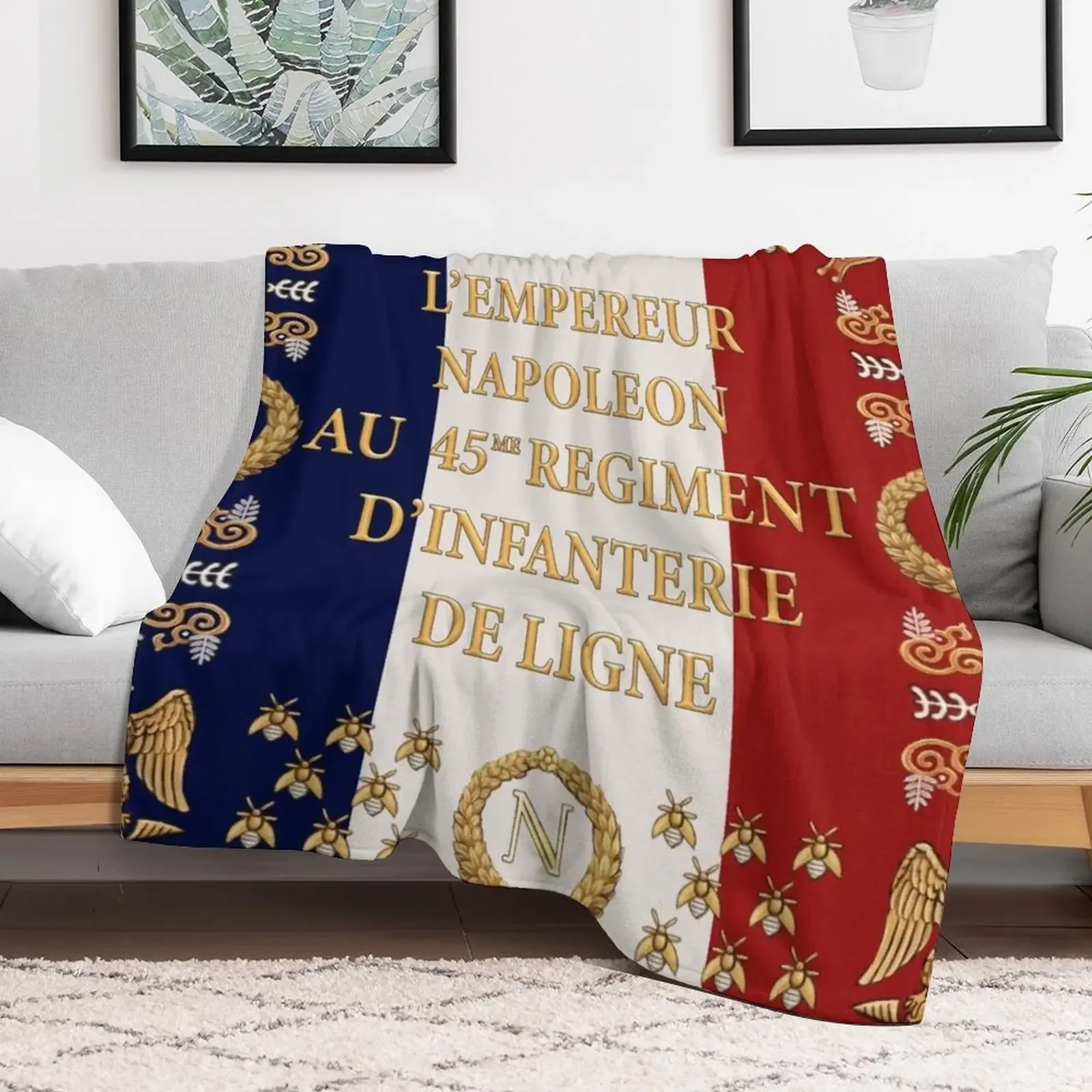 Napoleonic French 45th regimental flag Throw Blanket Cute Thin Blankets